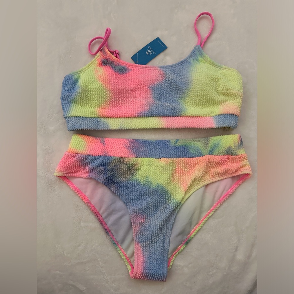 NWT CUPSHE Live Life on the Beach Tie-Dye Textured Bikini